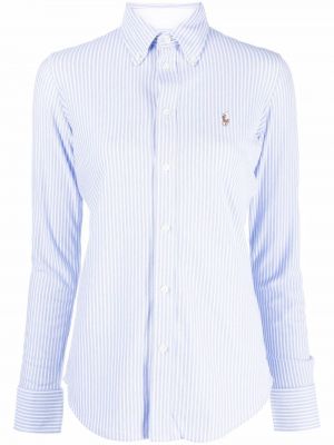 Koszula bawełniana w paski z nadrukiem Polo Ralph Lauren niebieska