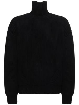 Oversize вълнен пуловер Ann Demeulemeester черно