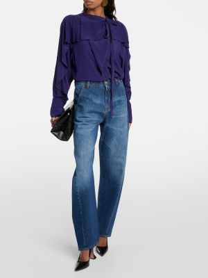 Skinny fit džínsy s nízkym pásom Victoria Beckham modrá