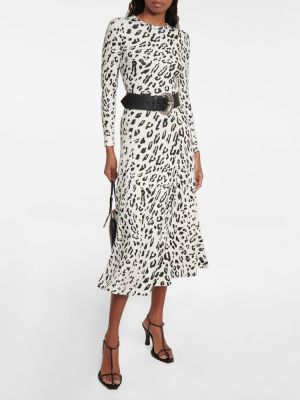 Vlnené dlouhé šaty s potlačou s leopardím vzorom Polo Ralph Lauren