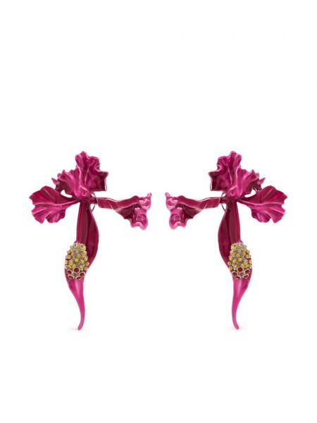 Naušnice s cvjetnim printom Marc Jacobs ružičasta