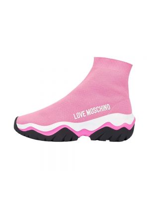 Sneakersy na platformie wsuwane Love Moschino różowe