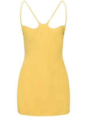 Sukienka mini bez rękawów z krepy Monot żółta