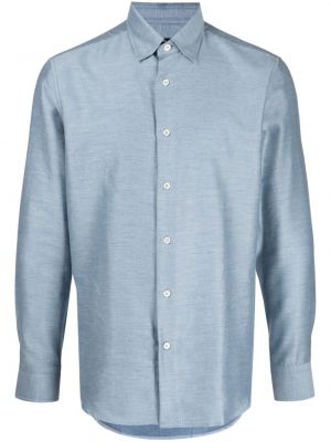 Βαμβακερό πουκάμισο κασμίρ Brioni μπλε