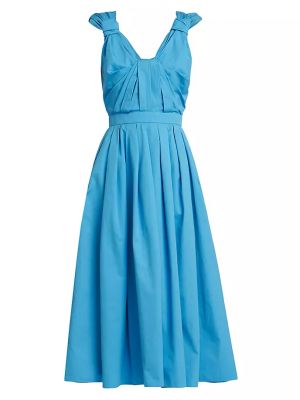 Платье миди с v-образным вырезом Alexander Mcqueen синее