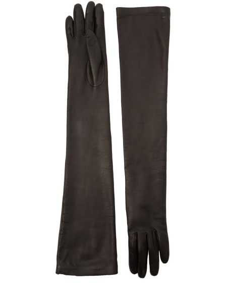 Guantes de cuero Max Mara negro