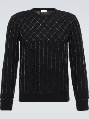 Volneni pulover iz moherja Saint Laurent črna