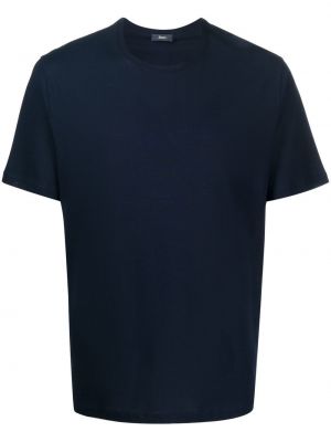 Памучна тениска с кръгло деколте Herno синьо