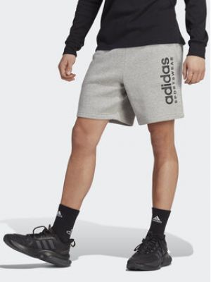 Серые флисовые спортивные шорты Adidas