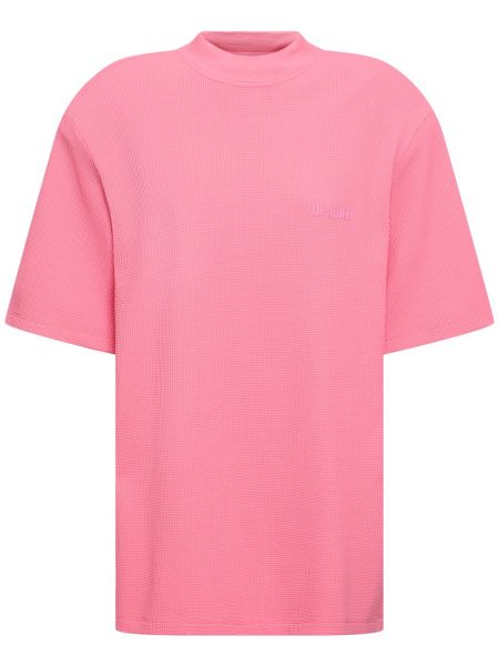 T-shirt i bomull i jersey The Attico rosa