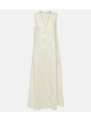 Lněné midi šaty Max Mara bílé