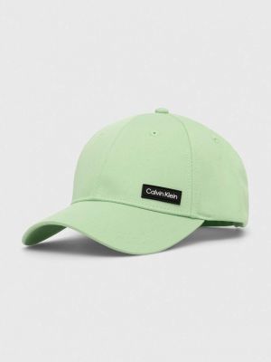Zielona czapka z daszkiem bawełniana Calvin Klein