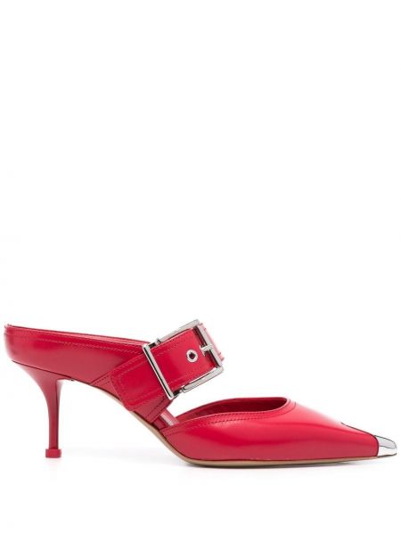 Mules a punta appuntita con fibbia Alexander Mcqueen rosso