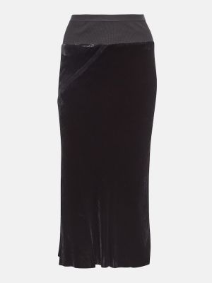 Midi sukně s vysokým pasem s oděrkami Rick Owens černé