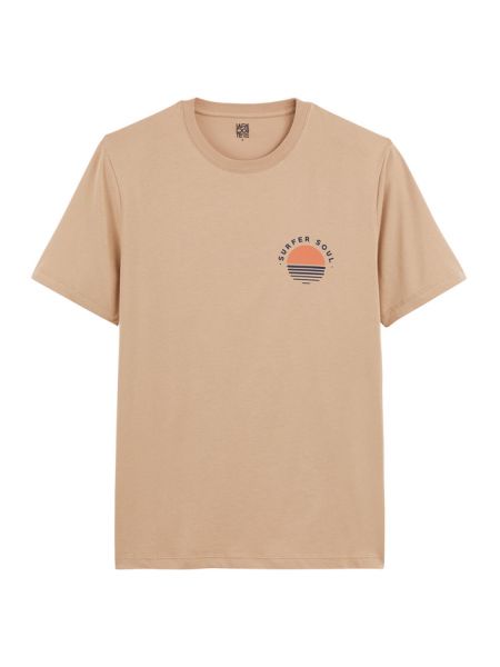 Camiseta manga corta de cuello redondo La Redoute Collections beige