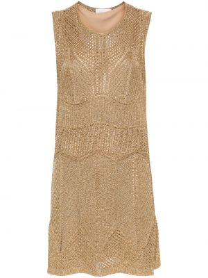 Pletena mini haljina Alberta Ferretti zlatna