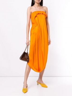 Vestido con escote pronunciado drapeado Poiret naranja