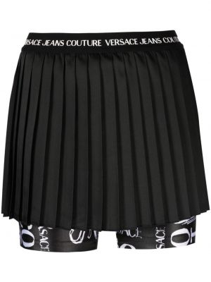 Plisuoti džinsiniai šortai Versace Jeans Couture juoda