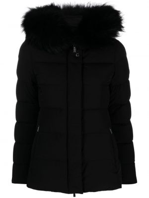 Páperová bunda s kožušinou s kapucňou Moorer čierna