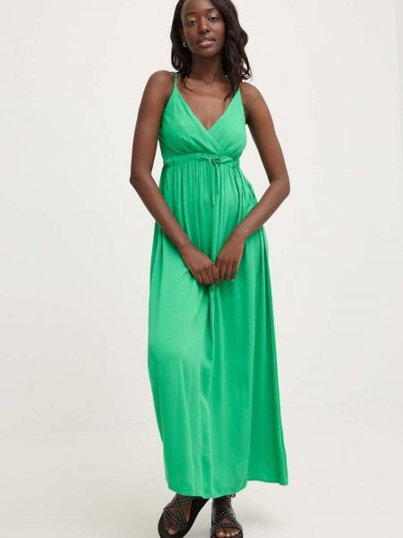 Sukienka długa bawełniana Answear Lab zielona