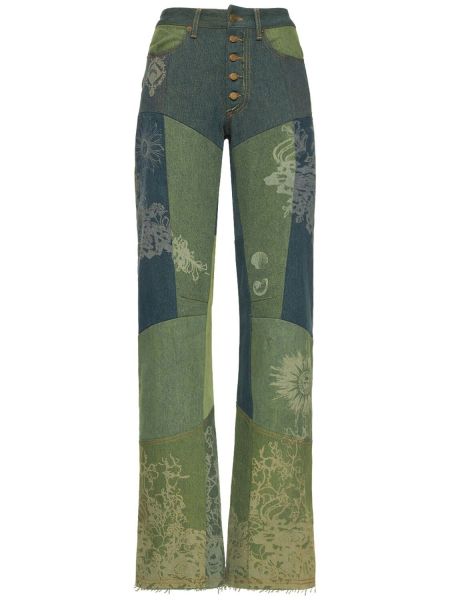 Voľné bavlnené džínsy Marine Serre zelená