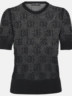 Жакардов пуловер с дантела Dolce&gabbana черно