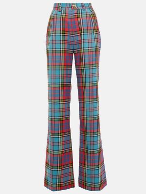Pantaloni cu picior drept cu talie înaltă de lână în carouri Vivienne Westwood