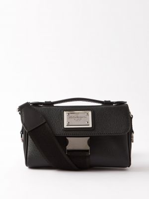 Кожаная сумка через плечо с металлическим логотипом Dolce & Gabbana черный