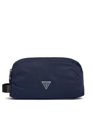 Kozmetična torbica z zadrgo Guess modra