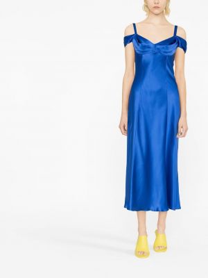 Hedvábné midi šaty Alberta Ferretti modré