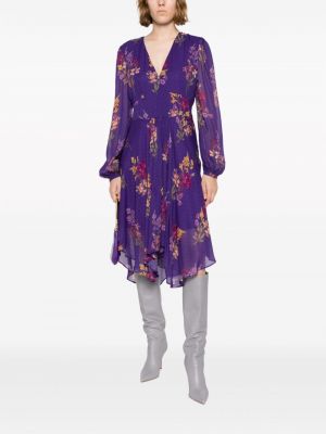 Sukienka midi w kwiatki z nadrukiem Twinset fioletowa