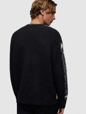 Gyapjú pulóver Allsaints fekete