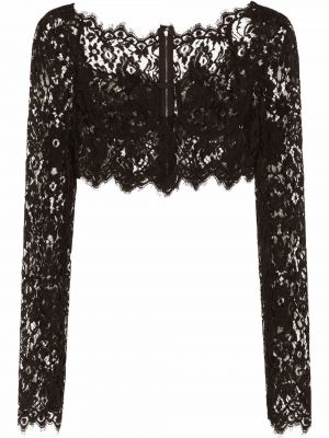 Mežģīņu blūze Dolce & Gabbana melns