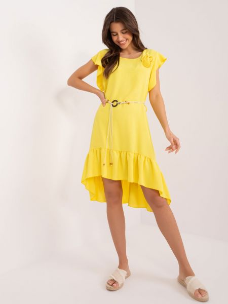 Φόρεμα με βολάν Fashionhunters κίτρινο