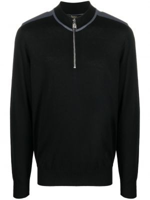 Kokvilnas zīda džemperis ar rāvējslēdzēju Billionaire melns