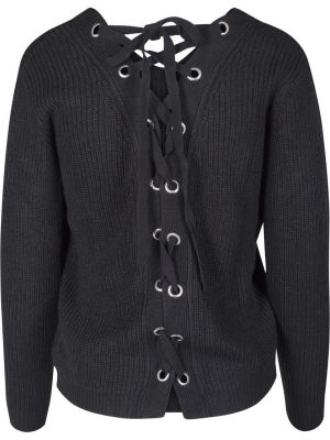 Sweter sznurowany koronkowy Urban Classics czarny