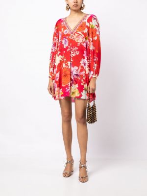Květinové hedvábné šaty s potiskem Camilla červené