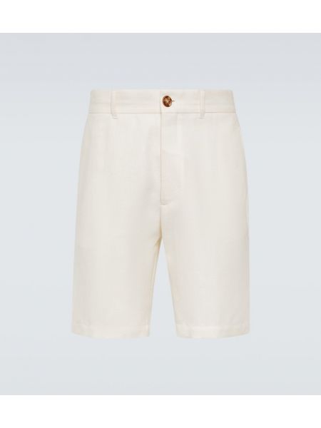 Pantalones cortos de lana de lino Brunello Cucinelli blanco