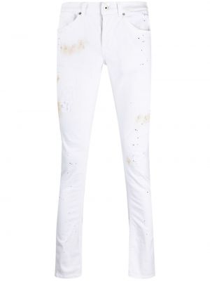 Pantalones rectos slim fit con estampado Dondup blanco