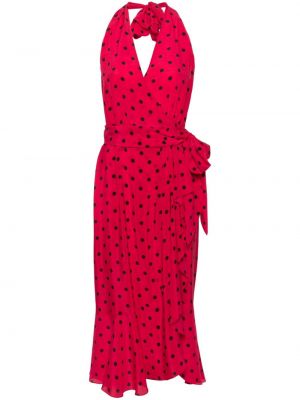 Копринена рокля на точки с принт Moschino