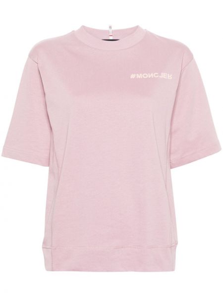 Kokvilnas t-krekls Moncler Grenoble rozā