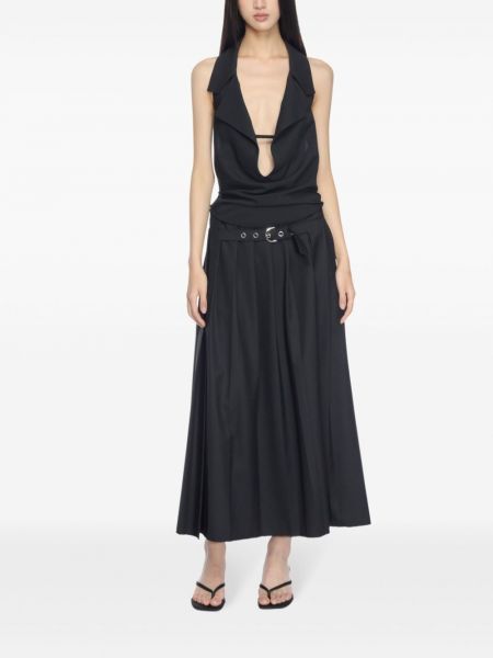 Klasické plisované vlněné dlouhá sukně Low Classic černé