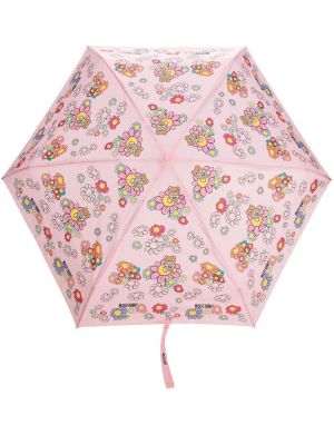 Raštuotas gėlėtas skėtis Moschino rožinė