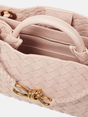 Kožna shopper torbica Bottega Veneta ružičasta