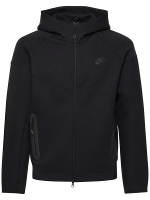Fleece cipzáras kapucnis melegítő felső Nike fekete