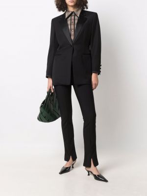 Vlněné saténové sako Hermès černé