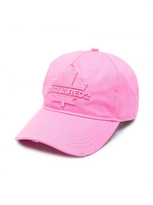 Pamučna kapa s vezom Dsquared2 ružičasta