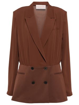 Mini vestido de lana de seda Valentino marrón