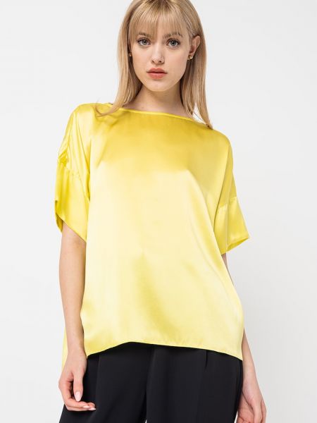 Асимметричная шелковая блузка Stefanel желтая