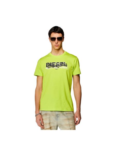 Koszulka slim fit z nadrukiem Diesel zielona